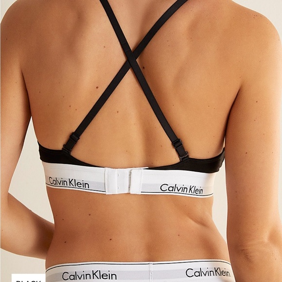 Calvin Klein Black and White Plunge Bralette - Picture 7 of 7